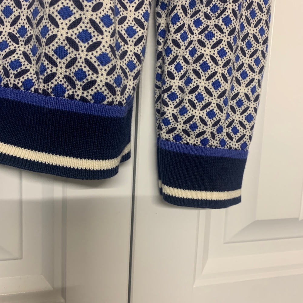 Talbots Navy and Cream Lightweight Patterned Sweater sz LP - Picture 3 of 7